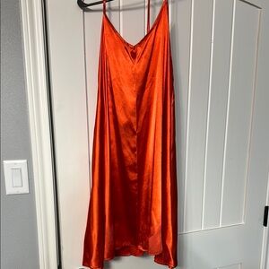 Satin Orange Slip Dress